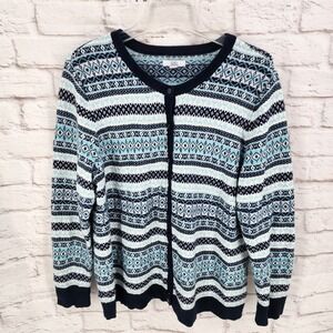 Croft & Barrow Fair Isle Knit Cardigan Sweater Nordic Apres Ski Acrylic Size XXL